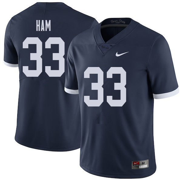 Men #33 Jack Ham Penn State Nittany Lions College Throwback Football Jerseys Sale-Navy